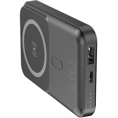 Forever MATB-100 kabelloser externer Akku, 10.000 mAh, 22,5 W, QC + PD + FQI, 1 x QI – 1 x USB-A – 1 x USB-C, Schwarz