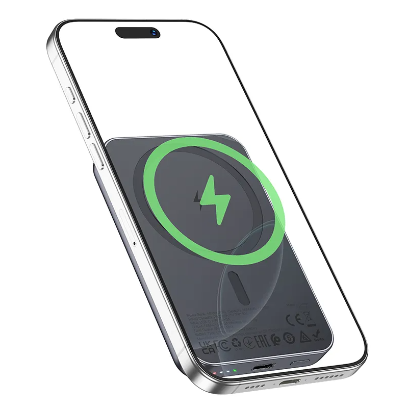 Wireless External Battery HOCO J160, 5000mAh, 10W, 1 x QI - 1 x USB-C, Gray