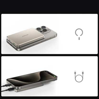 Wireless Powerbank Joyroom JR-PBM08 Pro, 10000mAh, 22,5W, PD + FQI, 1 x QI - 2 x USB-C, Beige
