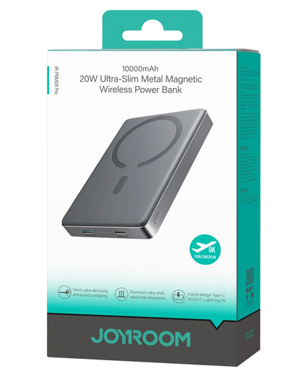 Wireless Powerbank Joyroom JR-PBM08 Pro, 10000mAh, 22,5W, PD + FQI, 1 x QI - 2 x USB-C, Grau