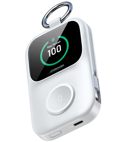 Joyroom JR-W19 Wireless External Battery, 5000mAh, 20W, QC + PD, 1 x Lightning - 1 x QI - 2 x USB-C, White