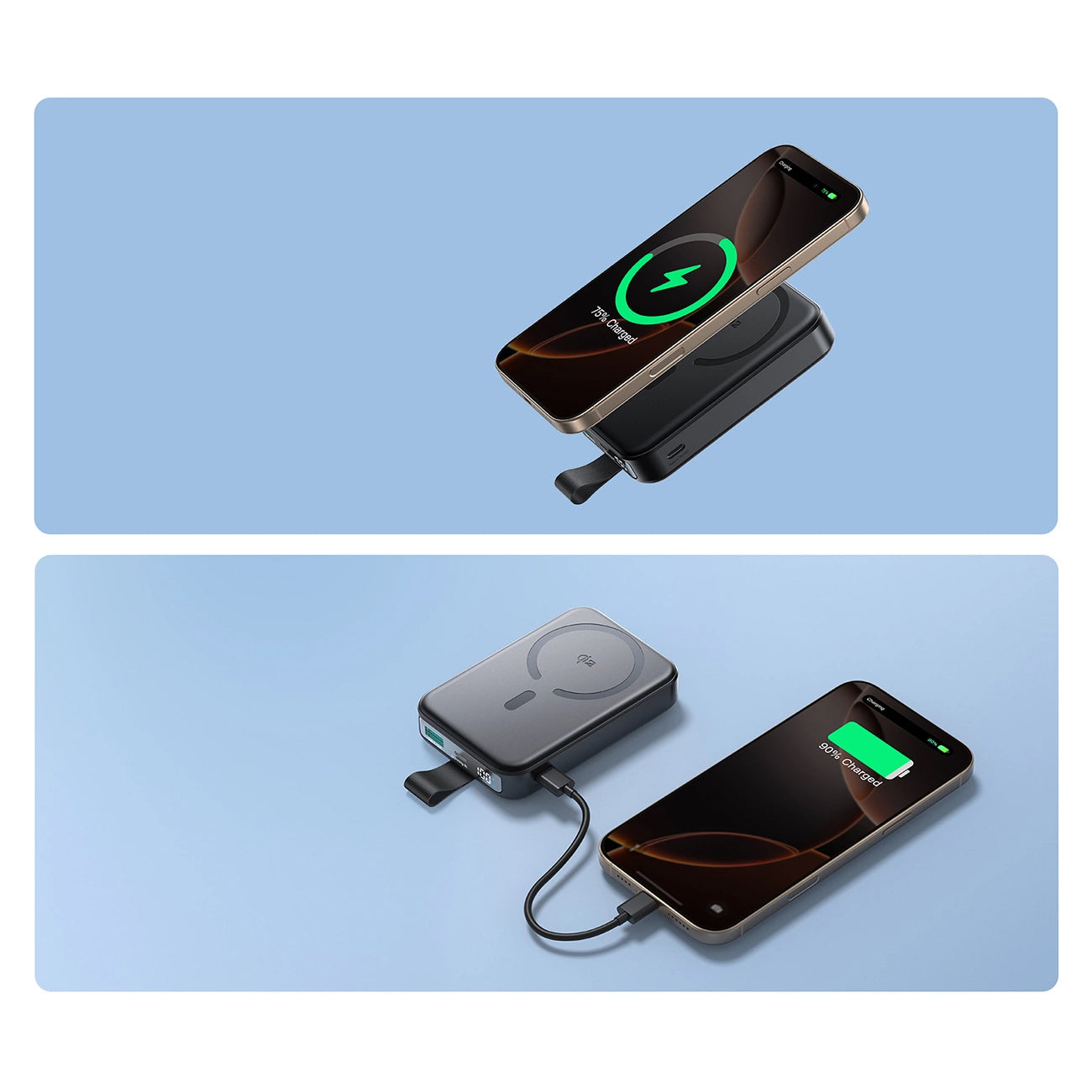 Externer Wireless-Akku Joyroom JR-PBM11, 10000mAh, 22.5W, QC + PD + FQI, 1 x QI - 1 x USB-A - 1 x USB-C, Schwarz