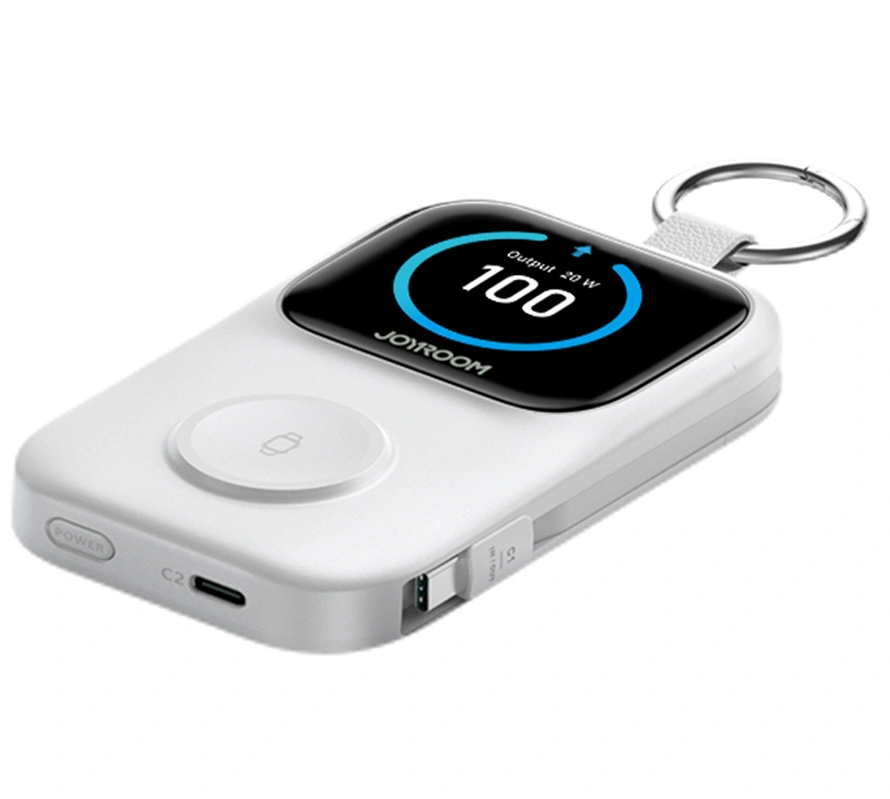 Joyroom JR-W19 Wireless External Battery, 5000mAh, 20W, QC + PD, 1 x Lightning - 1 x QI - 2 x USB-C, White