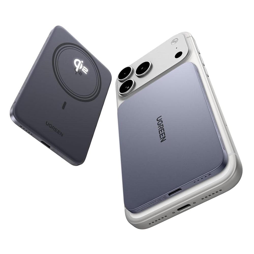 Wireless Externe Batterie UGREEN PB580 (75984B), 5000mAh, 15W, PD + FQI, 1 x QI - 1 x USB-C, Grau