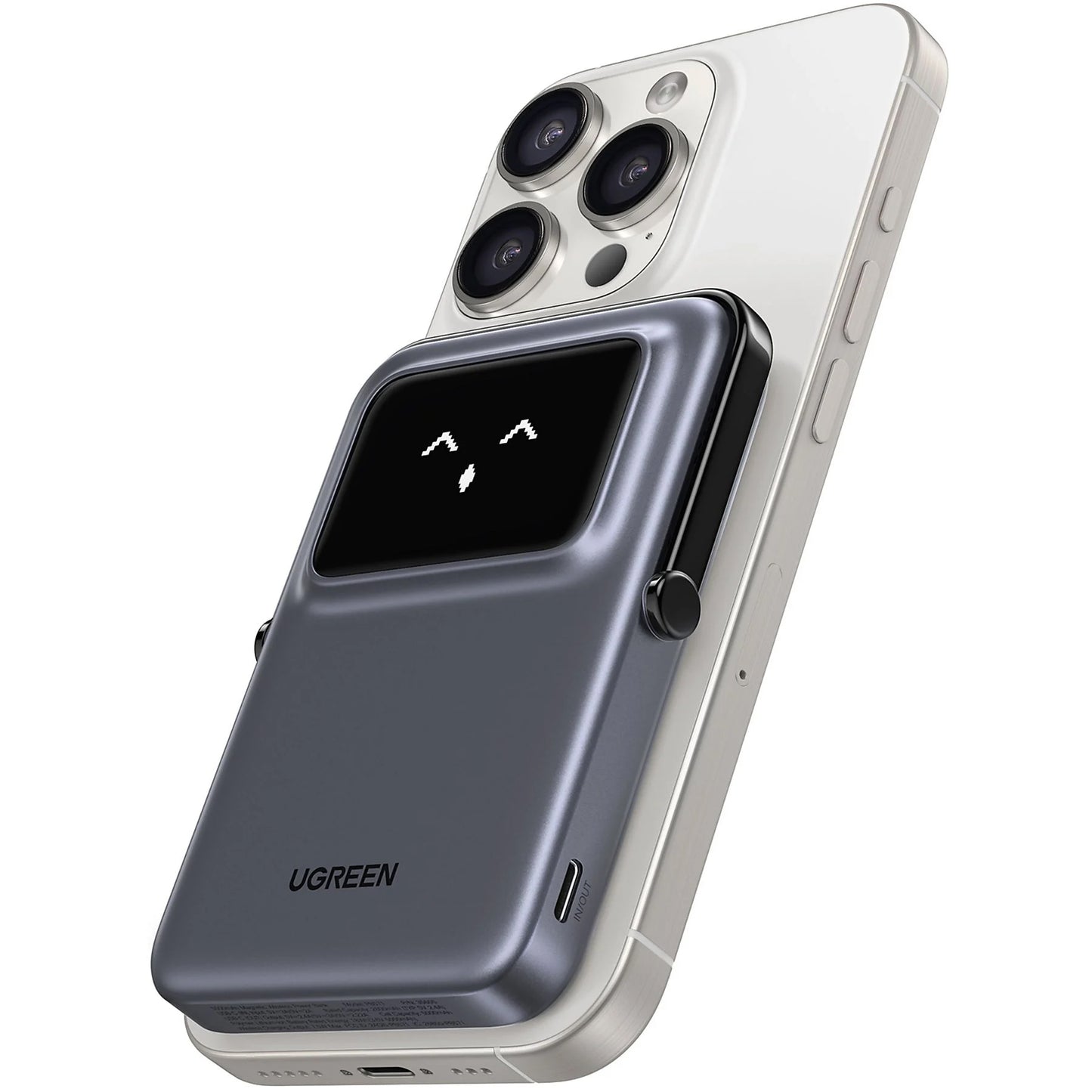Externer Wireless-Akku UGREEN PB571 Uno, 5000mAh, 20W, PD + FQI, 1 x QI - 1 x USB-C, Grau