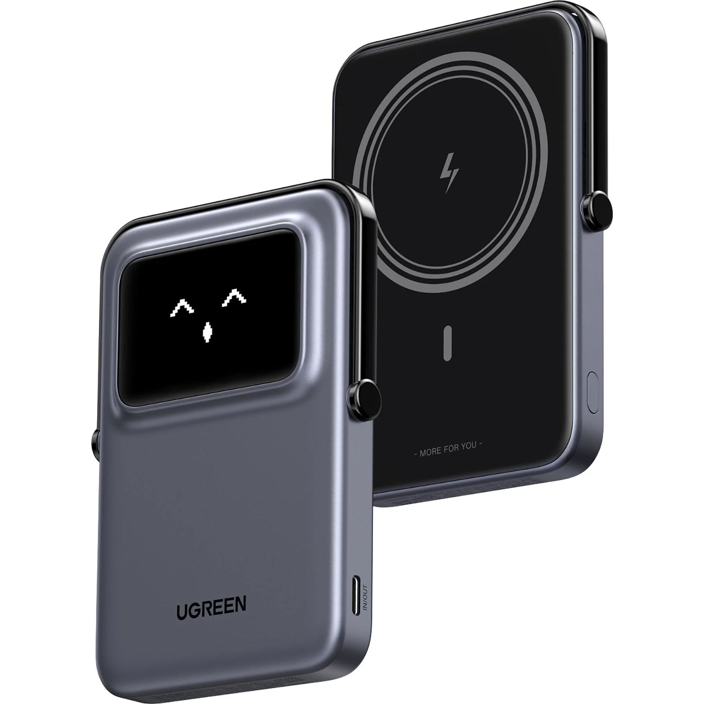 Externer Wireless-Akku UGREEN PB571 Uno, 5000mAh, 20W, PD + FQI, 1 x QI - 1 x USB-C, Grau