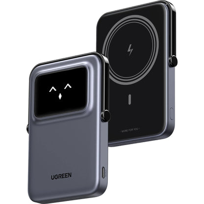 Externer Wireless-Akku UGREEN PB571 Uno, 5000mAh, 20W, PD + FQI, 1 x QI - 1 x USB-C, Grau