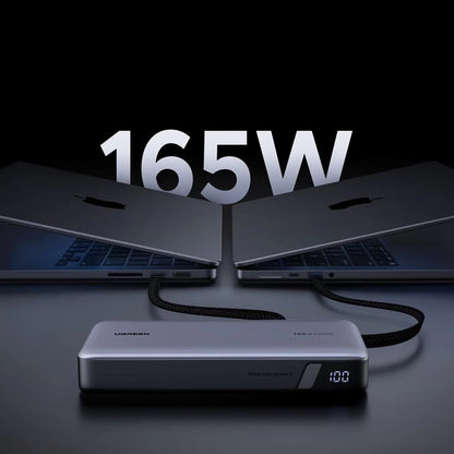 Externer Akku UGREEN PB726 (55995B), 25000mAh, 165W, QC + PD, 1 x USB-A - 3 x USB-C, Grau