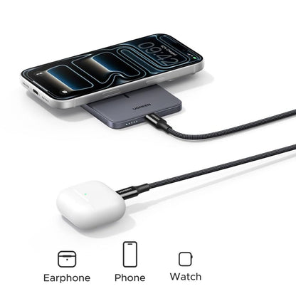 Wireless Externe Batterie UGREEN PB580 (75984B), 5000mAh, 15W, PD + FQI, 1 x QI - 1 x USB-C, Grau