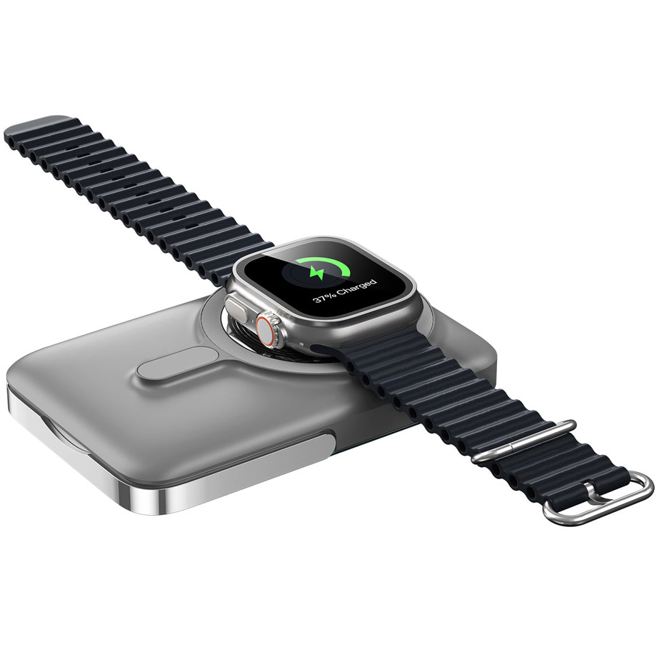 Externer Wireless-Akku WiWu Wi-P018, 10000mAh, 20W, PD + FQI, 1 x QI - 1 x USB-C, Grau