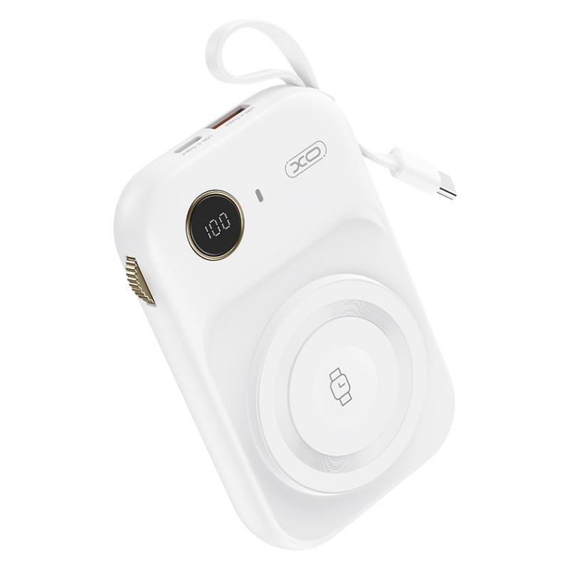 Externer Wireless-Akku XO Design PR270, 10000mAh, 22.5W, QC + PD + QI, 1 x QI - 1 x USB-A - 1 x USB-C, Weiß