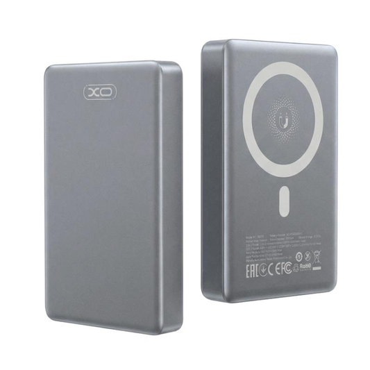 Wireless Powerbank XO Design PR294, 10000mAh, 20W, PD + FQI, 1 x QI - 1 x USB-C, Grau