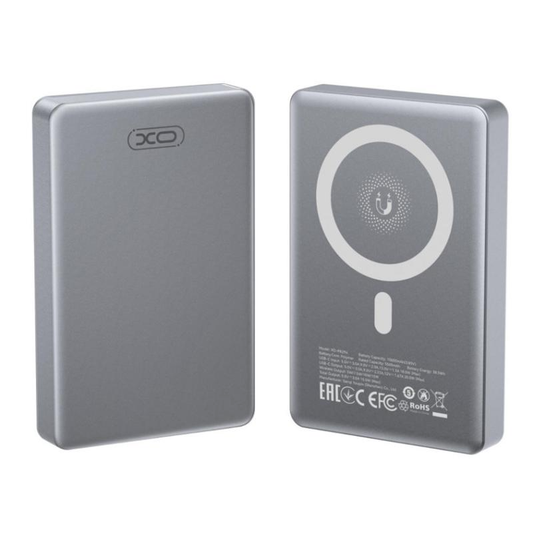 Wireless Powerbank XO Design PR294, 10000mAh, 20W, PD + FQI, 1 x QI - 1 x USB-C, Grau
