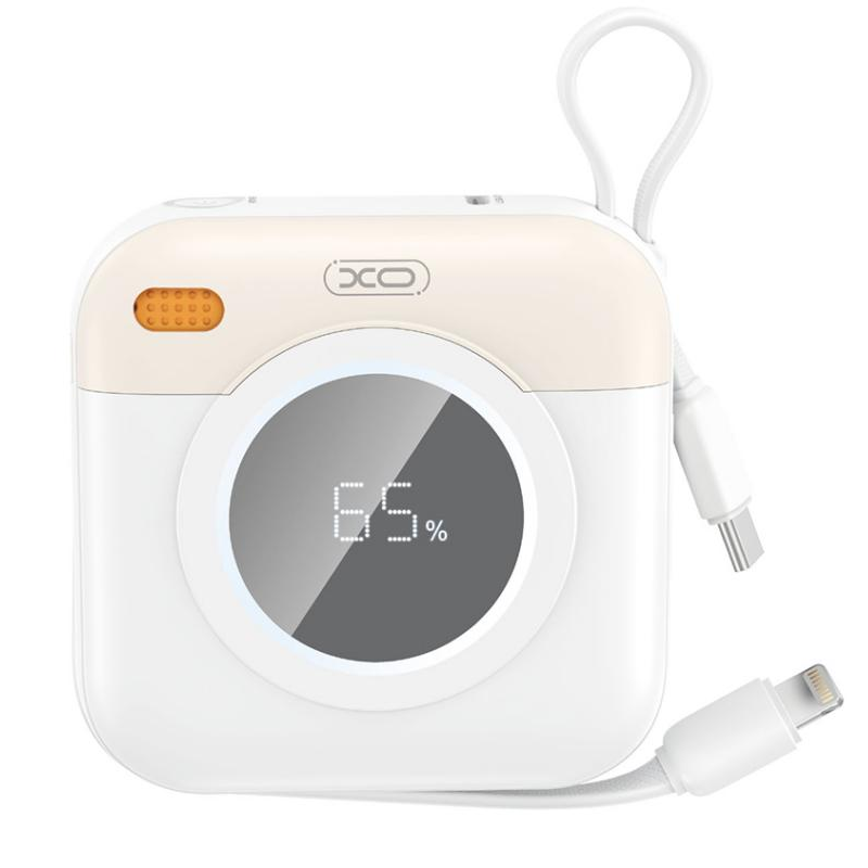 Externer Akku XO Design PR258, 10000mAh, 20W, QC + PD, 1 x Lightning - 1 x USB-C, Beige