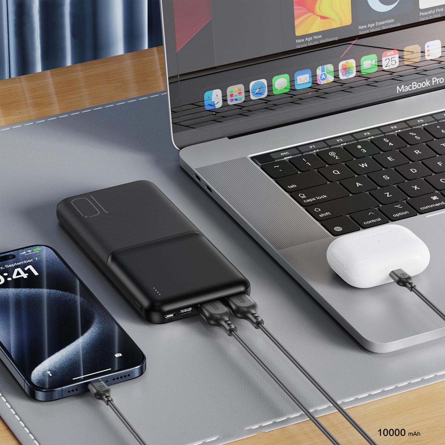 XO Design PR251 External Battery, 10000mAh, 10W, 2 x USB-A, Black