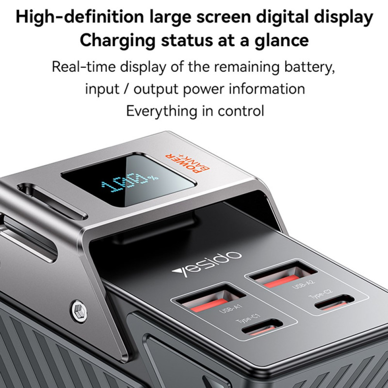 Externe Batterie Yesido YP62, 30000mAh, 22,5W, QC + PD, 2 x USB-A - 2 x USB-C, Schwarz