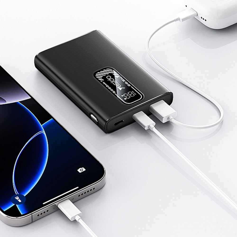 Externer Akku Yesido YP92, 5000mAh, 22.5W, QC + PD, 1 x USB-A - 1 x USB-C, Schwarz