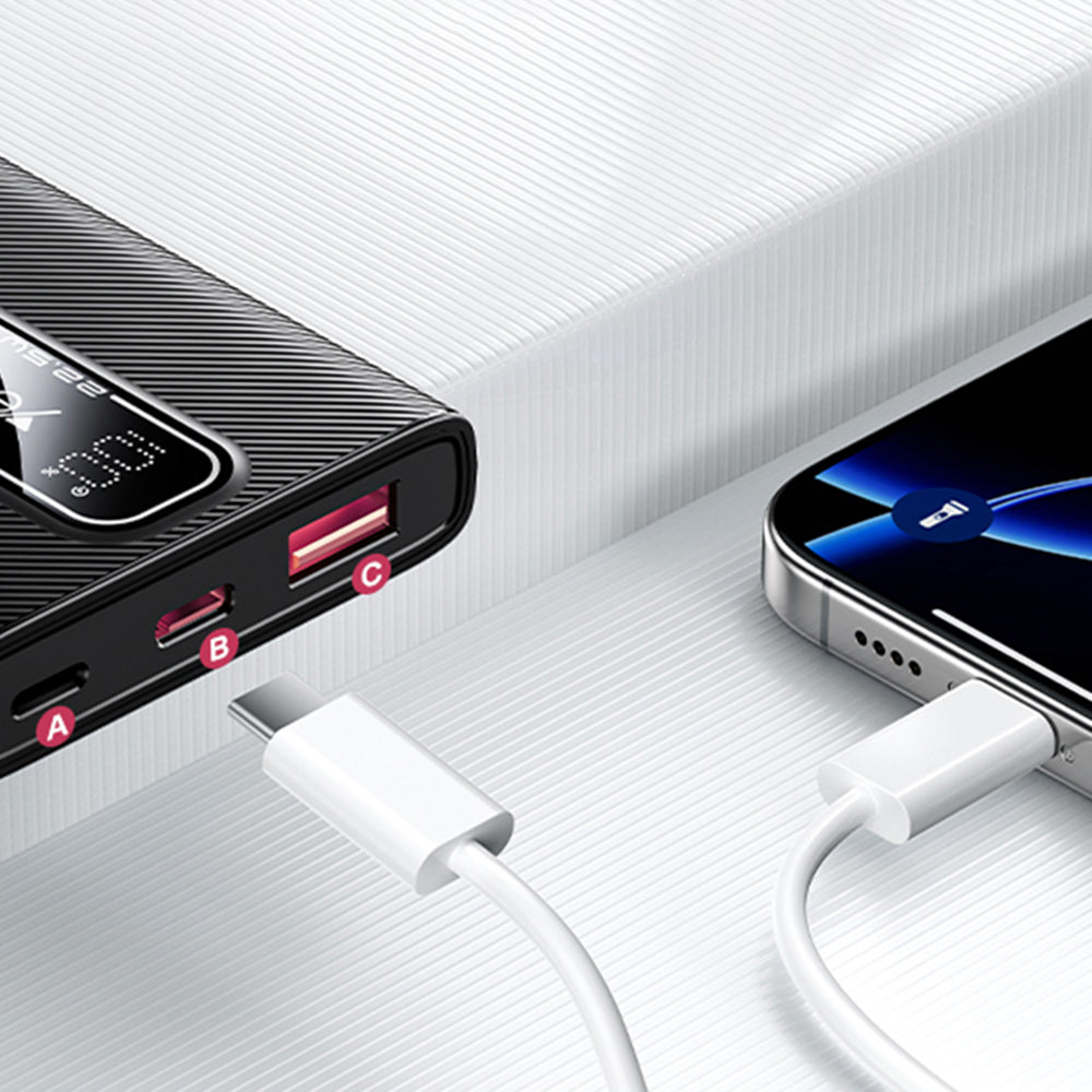 Externer Akku Yesido YP92, 5000mAh, 22.5W, QC + PD, 1 x USB-A - 1 x USB-C, Schwarz