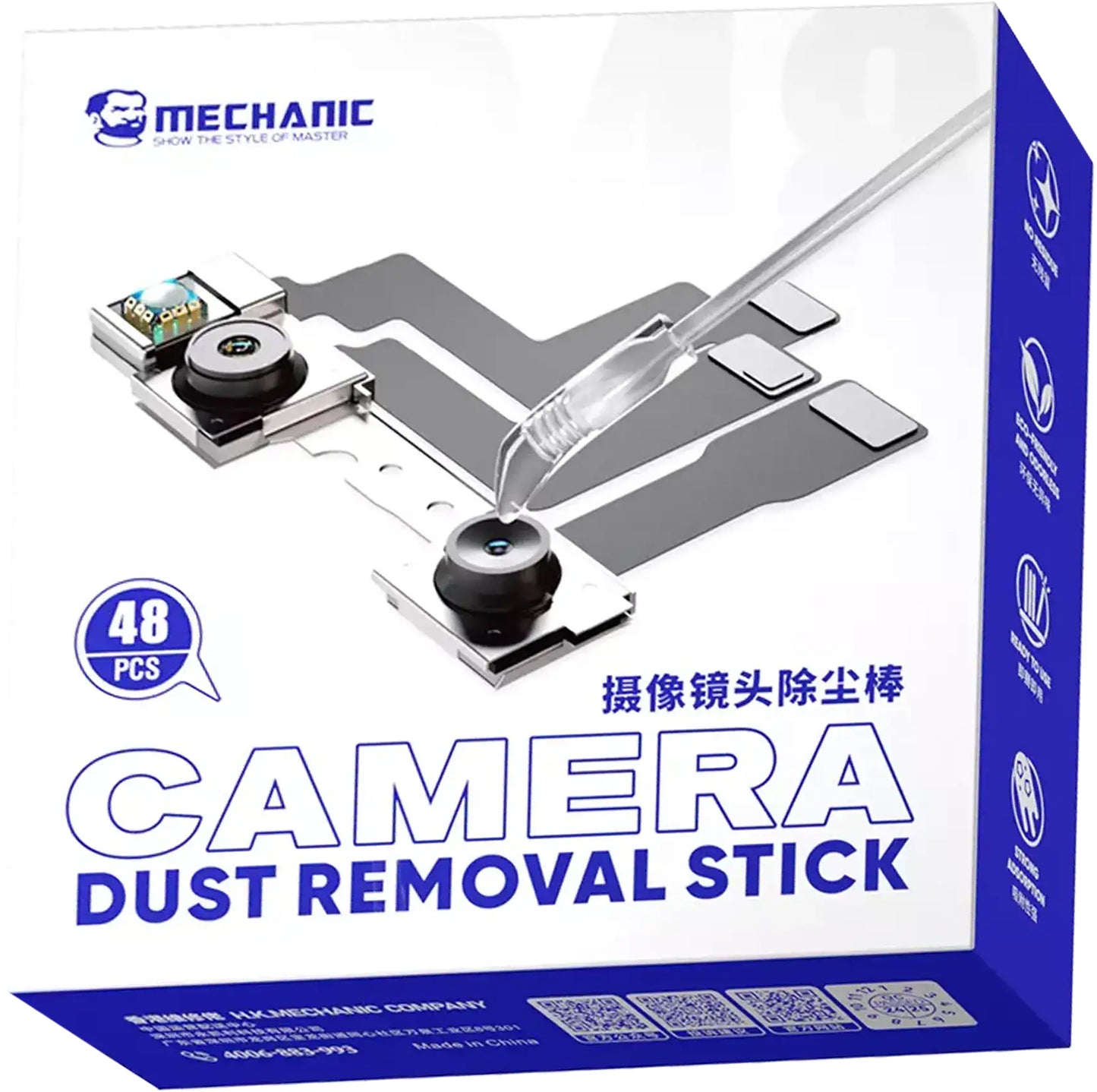 Staubentferner-Stick Mechanic CD48 für Telefonkameras, Set mit 48 Stück
