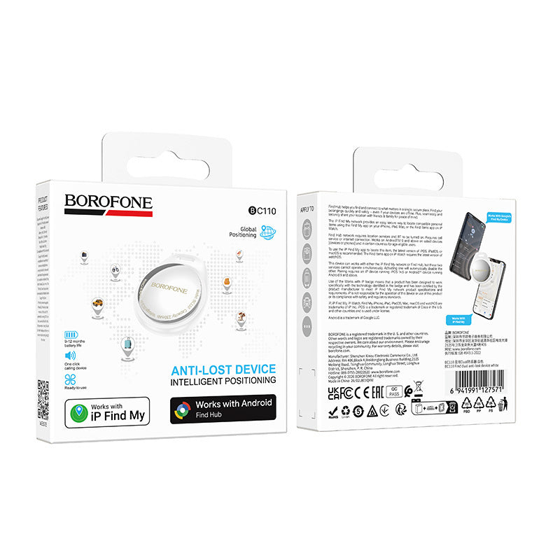 Borofone SmartTag BC110 für iOS / Android Serien, Weiß