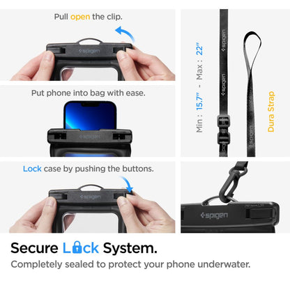 Universelle wasserdichte Tasche und Hülle Spigen A621, Schwarz AMP04533