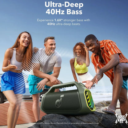 Tragbarer Bluetooth-Lautsprecher Anker SoundCore Boom 2 Plus, 140W, TWS, RGB, wasserdicht, Grün A3134061