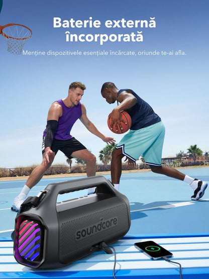 Tragbarer Bluetooth-Lautsprecher Anker SoundCore Boom 2 Plus Neue Version, 140W, TWS, RGB, Wasserdicht, Schwarz A3134012