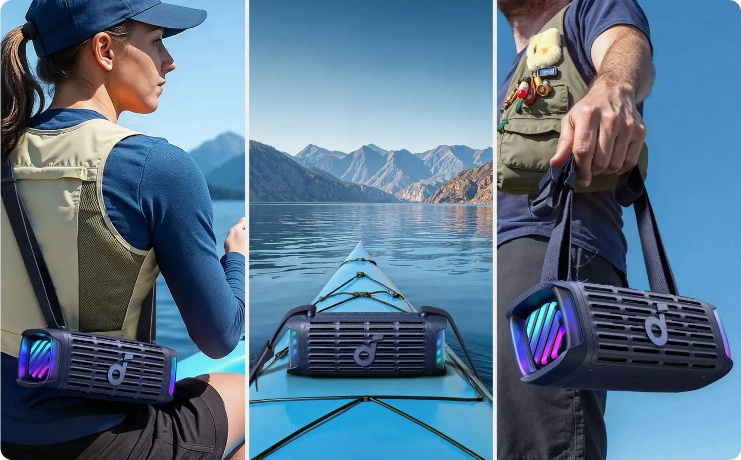 Anker SoundCore Boom 3i Portable Bluetooth Speaker, 50W, RGB, Waterproof, Blue D5100030