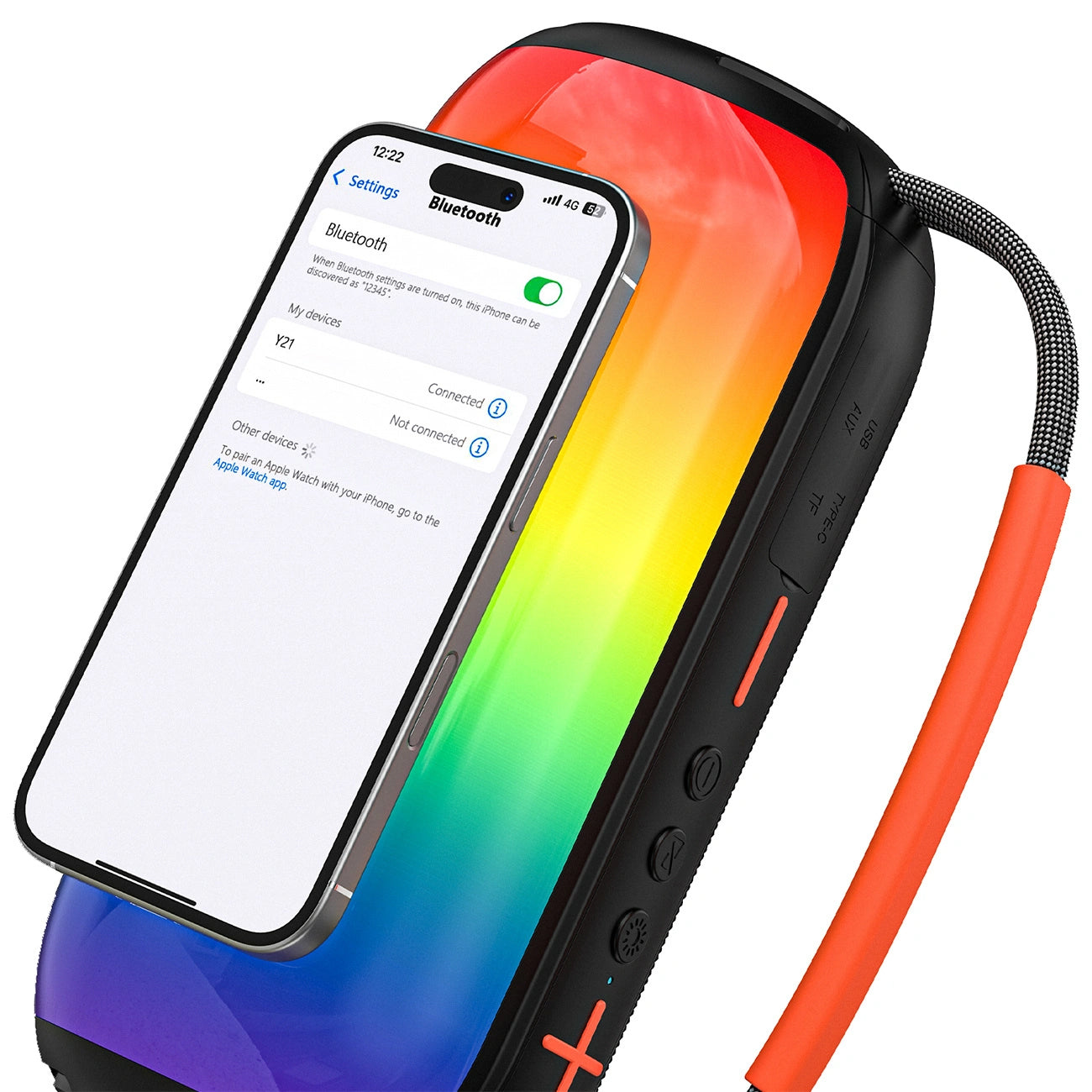 Tragbarer Bluetooth-Lautsprecher Dudao Y21, 2 x 5W, TWS, RGB, Schwarz