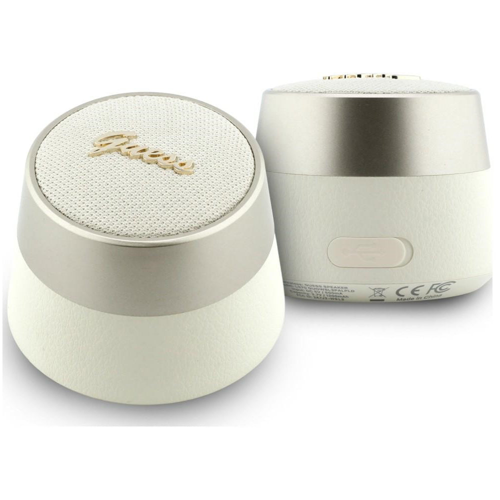 Tragbarer Bluetooth-Lautsprecher Guess Script Metall-Logo, 5W, TWS, Gold