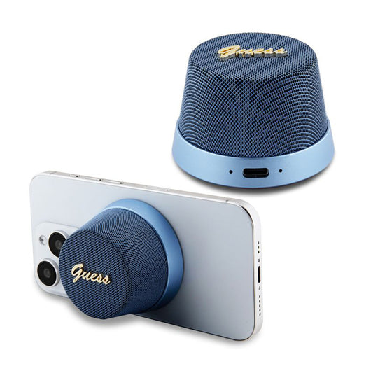 Tragbarer Bluetooth-Lautsprecher Guess Stand Magnetic Script Metal, 3W, Blau