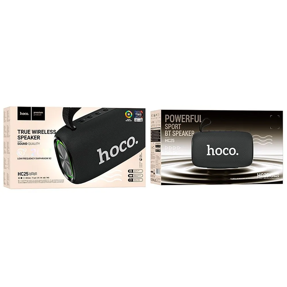 Tragbarer Bluetooth-Lautsprecher HOCO HC25, 2 x 10W, TWS, Schwarz