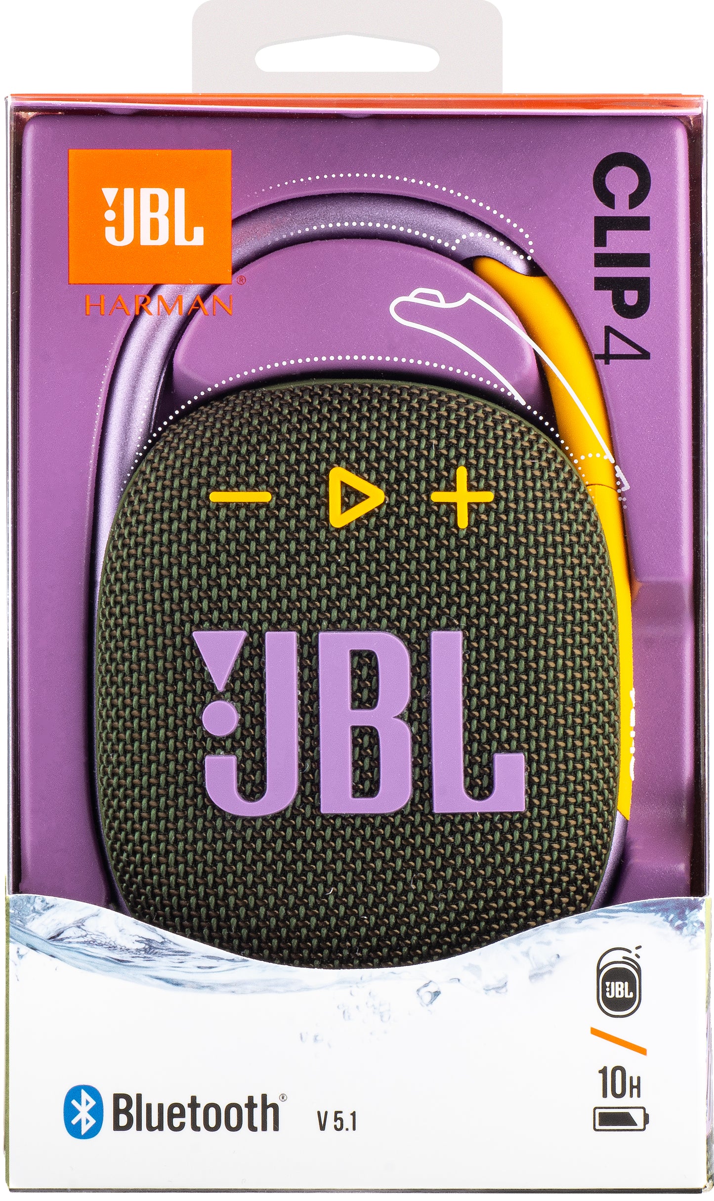 JBL Clip 4 Tragbarer Bluetooth-Lautsprecher, 5 W, Pro Sound, wasserdicht, grün JBLCLIP4GRN