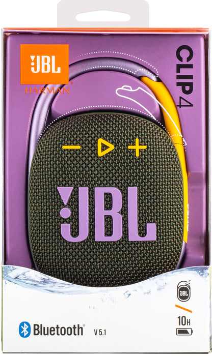 JBL Clip 4 Tragbarer Bluetooth-Lautsprecher, 5 W, Pro Sound, wasserdicht, grün JBLCLIP4GRN