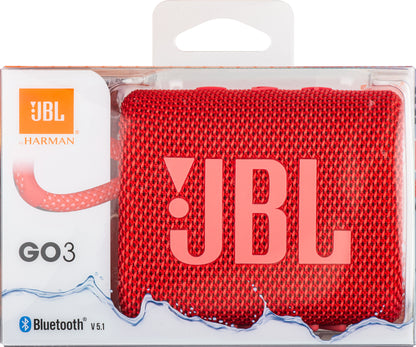 JBL GO 3 Tragbarer Bluetooth-Lautsprecher, 4,2 W, Pro Sound, wasserdicht, Rot JBLGO3RED