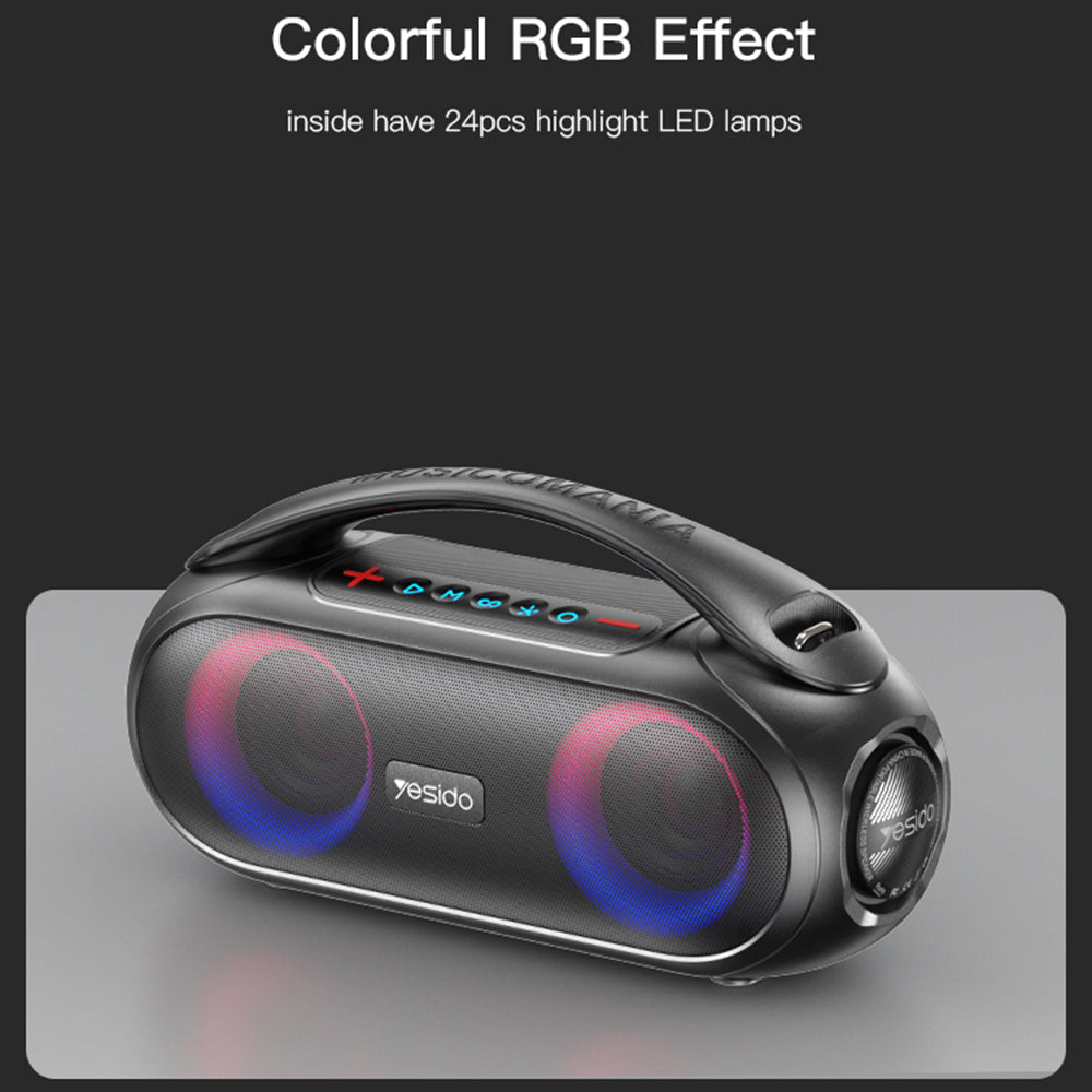 Tragbarer Bluetooth-Lautsprecher Yesido YSW19, 40W, RGB, Wasserdicht, Schwarz