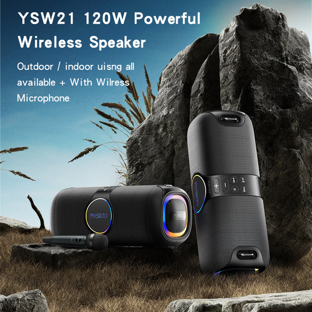 Bluetooth-Lautsprecher Yesido YSW21 Karaoke, 120W, RGB, wasserdicht, Schwarz