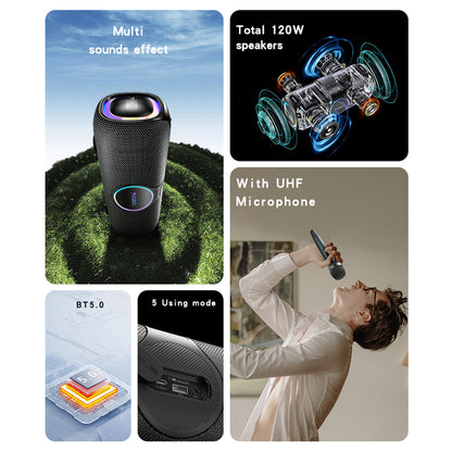 Bluetooth-Lautsprecher Yesido YSW21 Karaoke, 120W, RGB, wasserdicht, Schwarz