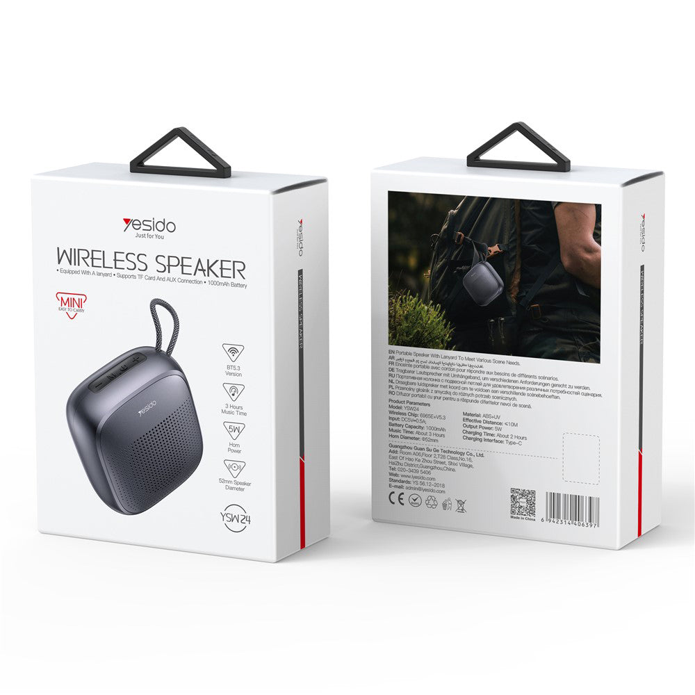 Tragbarer Bluetooth-Lautsprecher Yesido YSW24, 5W, wasserdicht, Schwarz