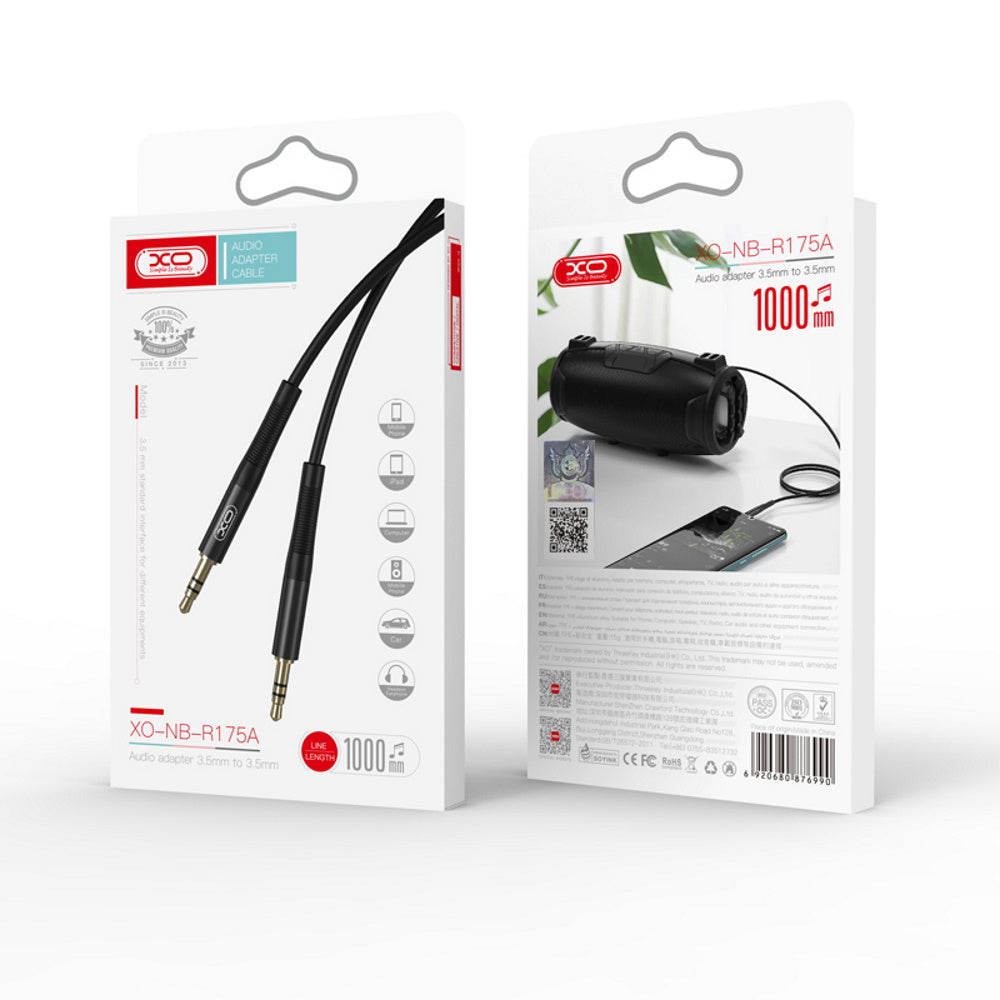 Audio-Kabel 3.5mm - 3.5mm XO Design NB-R175A, 1m, Schwarz