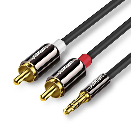 Audio-Kabel 3.5mm - 2 x RCA UGREEN AV116, 1m, Schwarz