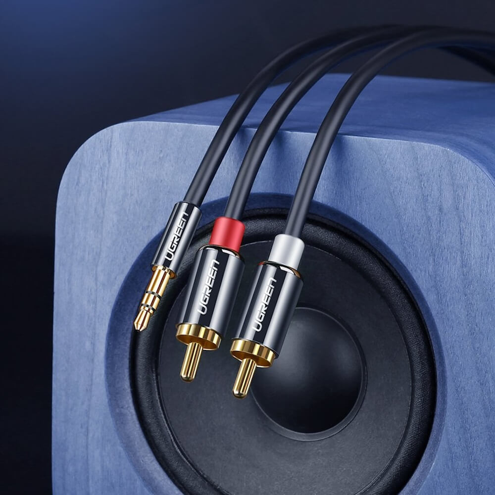 Audio-Kabel 3.5mm - 2 x RCA UGREEN AV116, 1.5m, Schwarz