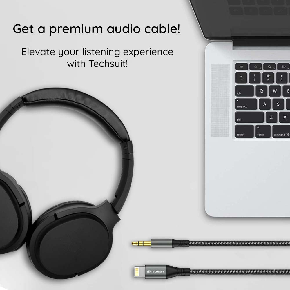 Audio-Kabel Lightning - 3.5mm Techsuit AC17 NexaSound, 1m, Grau