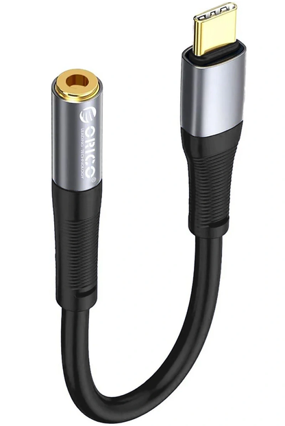USB-C-auf-3,5-mm-Audioadapter Orico AXC-02, Schwarz