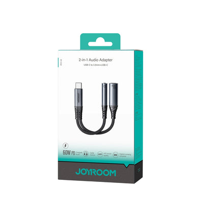 USB-C to 3.5mm / USB-C Joyroom SY-C02 Audio Cable, 0.14m, Black