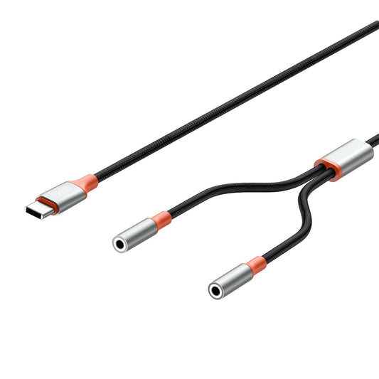 USB-C-Audiokabel – 2 x 3,5 mm XO Design NB-R269B, 1,2 m, Schwarz