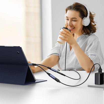 USB-C to 3.5mm / USB-C Joyroom SY-C02 Audio Cable, 0.14m, Black