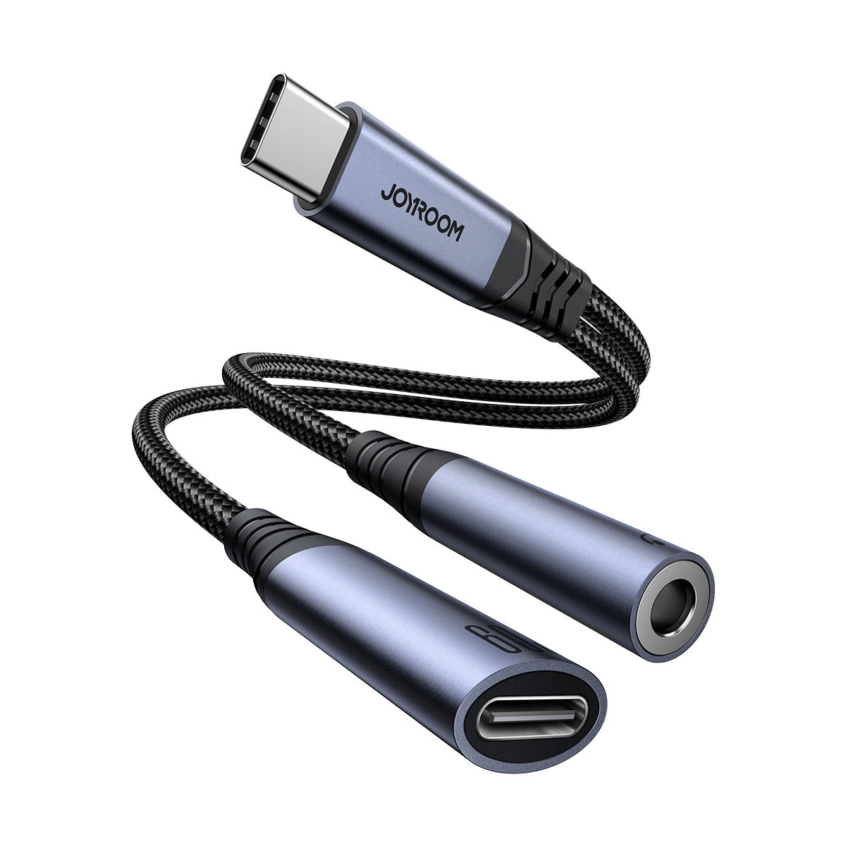 USB-C to 3.5mm / USB-C Joyroom SY-C02 Audio Cable, 0.14m, Black
