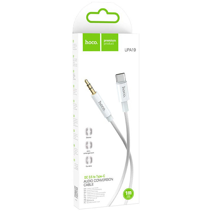 Audio-Kabel USB-C - 3,5mm HOCO UPA19, 1m, Silber