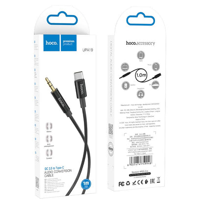 Audio-Kabel USB-C - 3,5mm HOCO UPA19, 1m, Schwarz